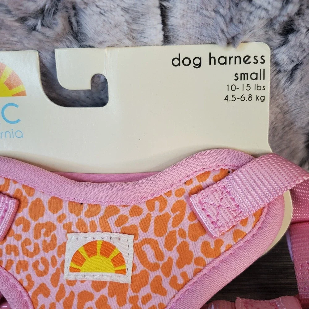 Pink And Orange Cheetah‎ Animal Print SMALL Dog Harness - 10 - 15 lbs., 14 - 17